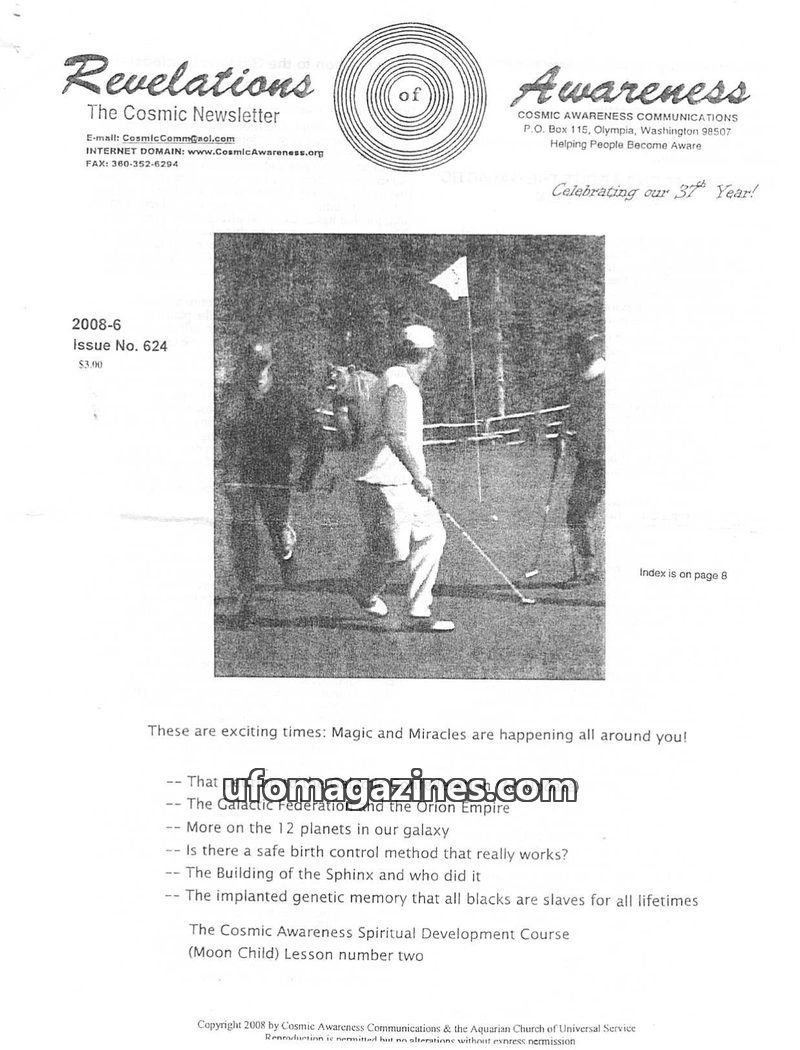 Cover of Cosmic Awareness - 2008 06 - alien egypt race galactic confederation anunnaki sirian sphynx draconian reptilian orion