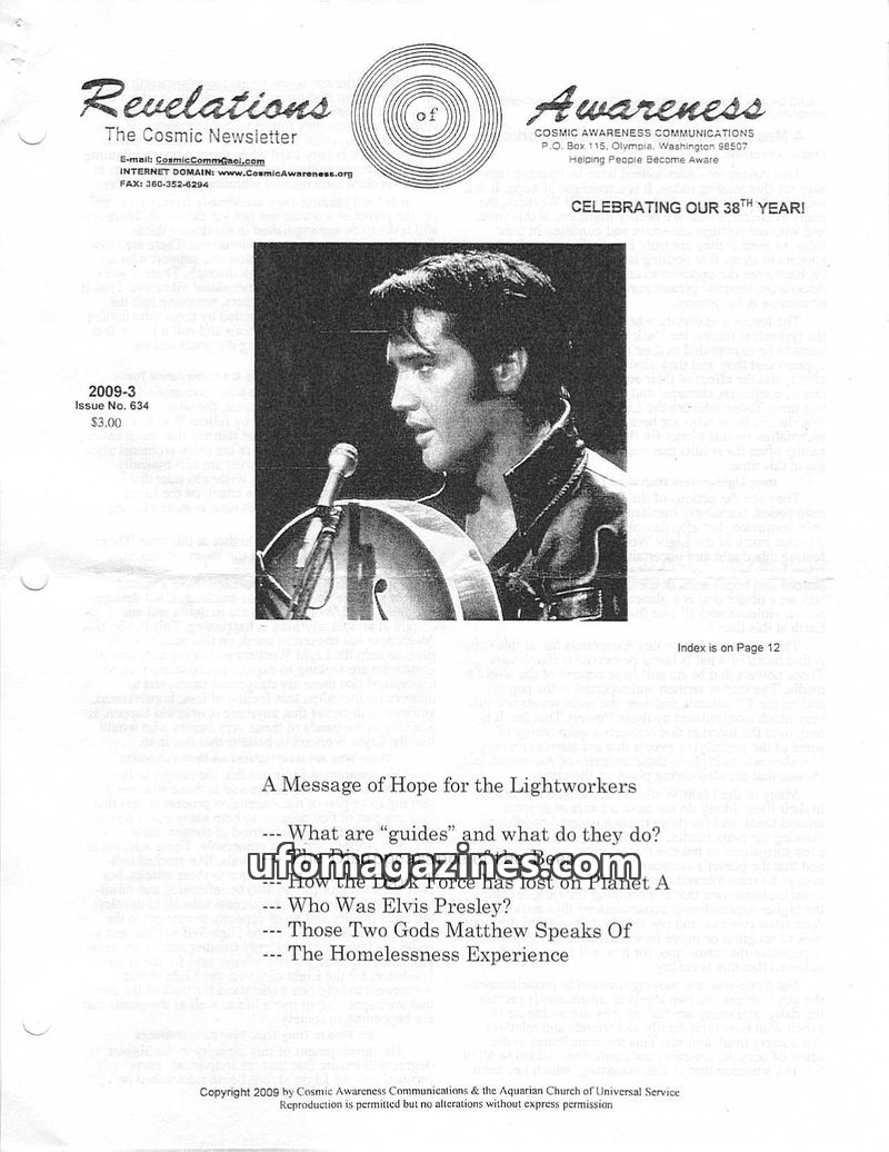 Cover of Cosmic Awareness - 2009 03 - god ascension bee planet a planet b race light worker soul religion elvis