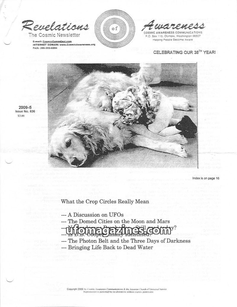 Cover of Cosmic Awareness - 2009 05 - alien water space mars ufo ascension crop circle moon forecast prediction