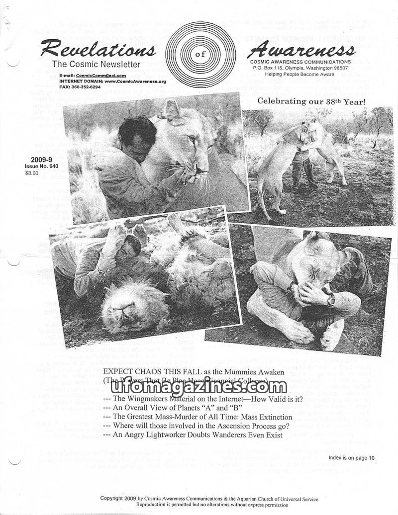 Cover of Cosmic Awareness - 2009 09 - ascension alien soul dimension planet a planet b space draconian reptilian health