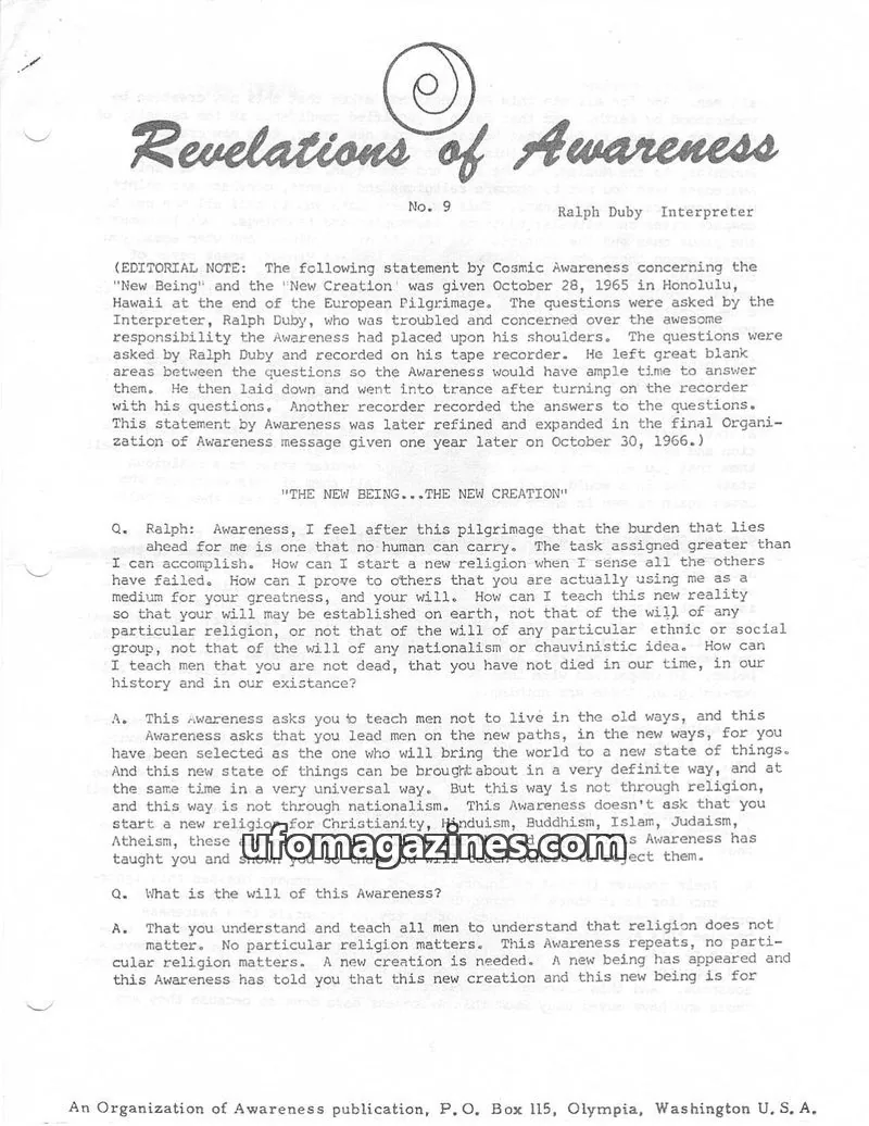 Cover of An Organization of Awareness issue 9: Revelations of Awareness