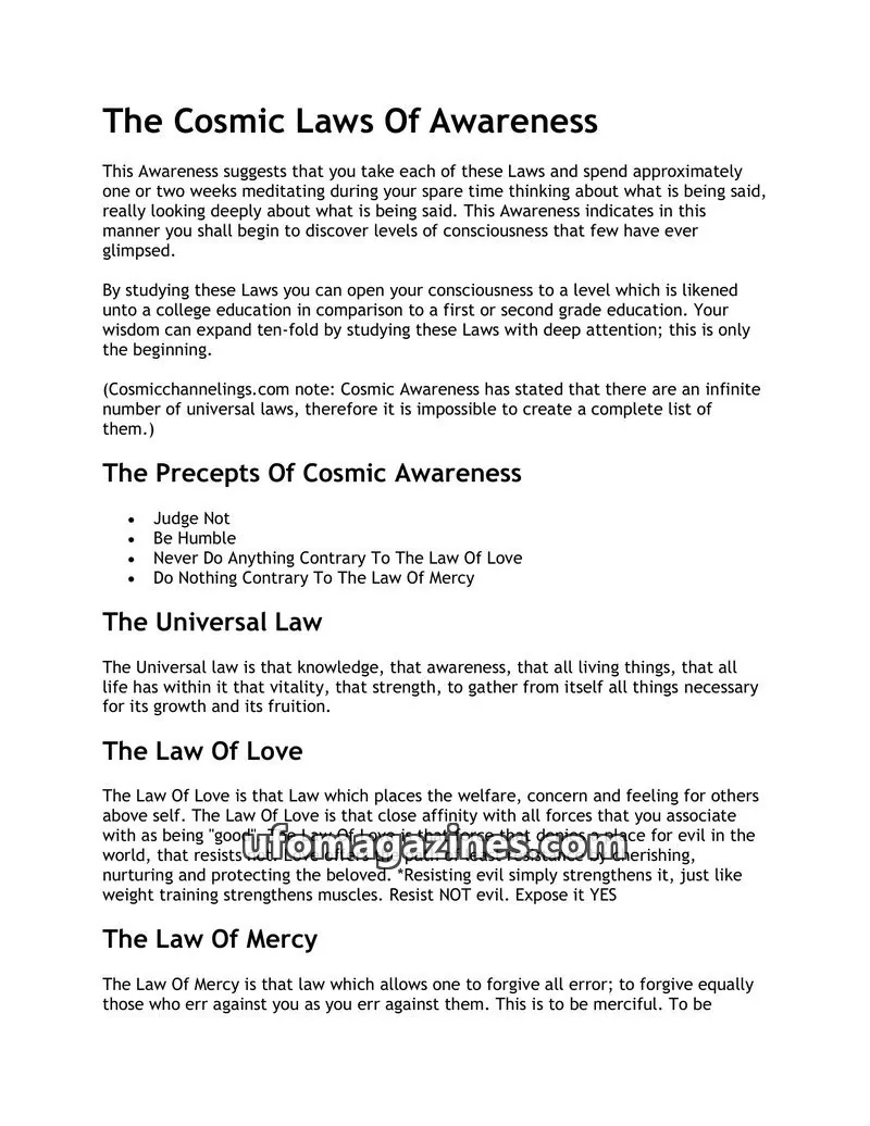 Cover of Cosmic Awareness issue 7-6: The Cosmic Laws Of Awareness