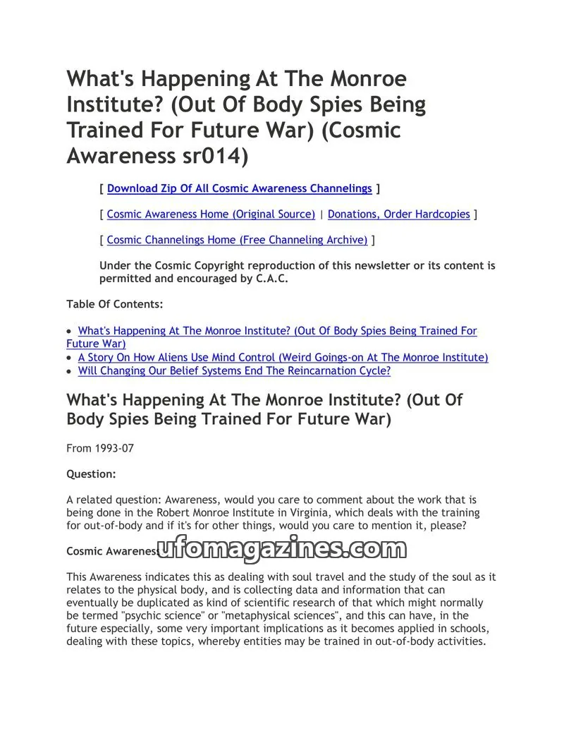 Cover of Cosmic Awareness issue sr014: Cosmic Awareness