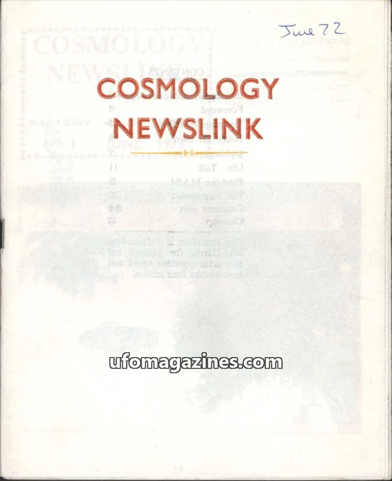 Cover of Cosmology Newslink (Ed Harris) issue 1: COSMOLOGY NEWSLINK