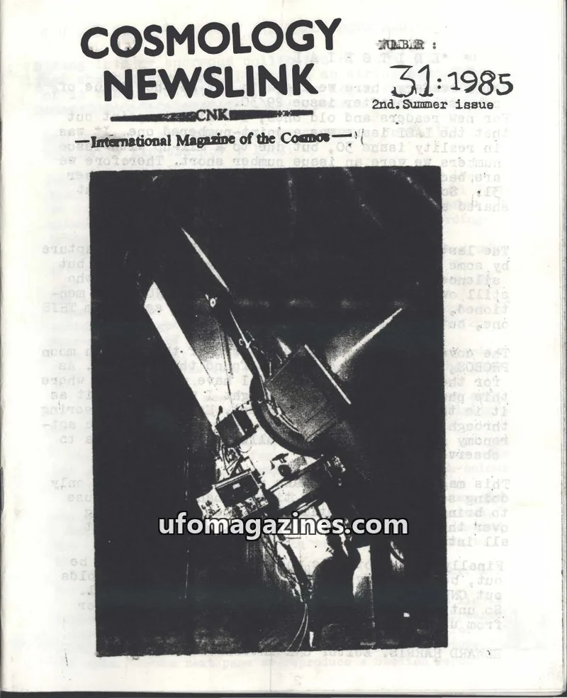 Cover of Cosmology Newslink (Ed Harris) issue 31: COSMOLOGY NEWSLINK