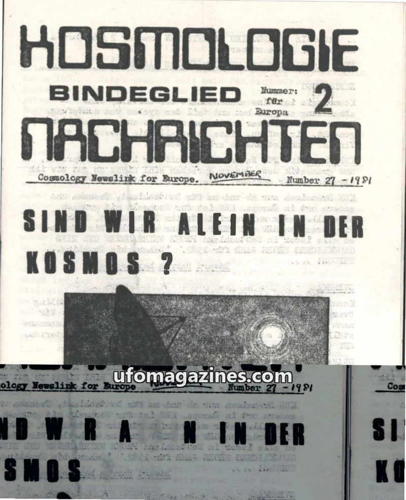 Cover of Cosmology Newslink (Ed Harris) issue 27: KOSMOLOGIE BINDEGLIED NACHRICHTEN