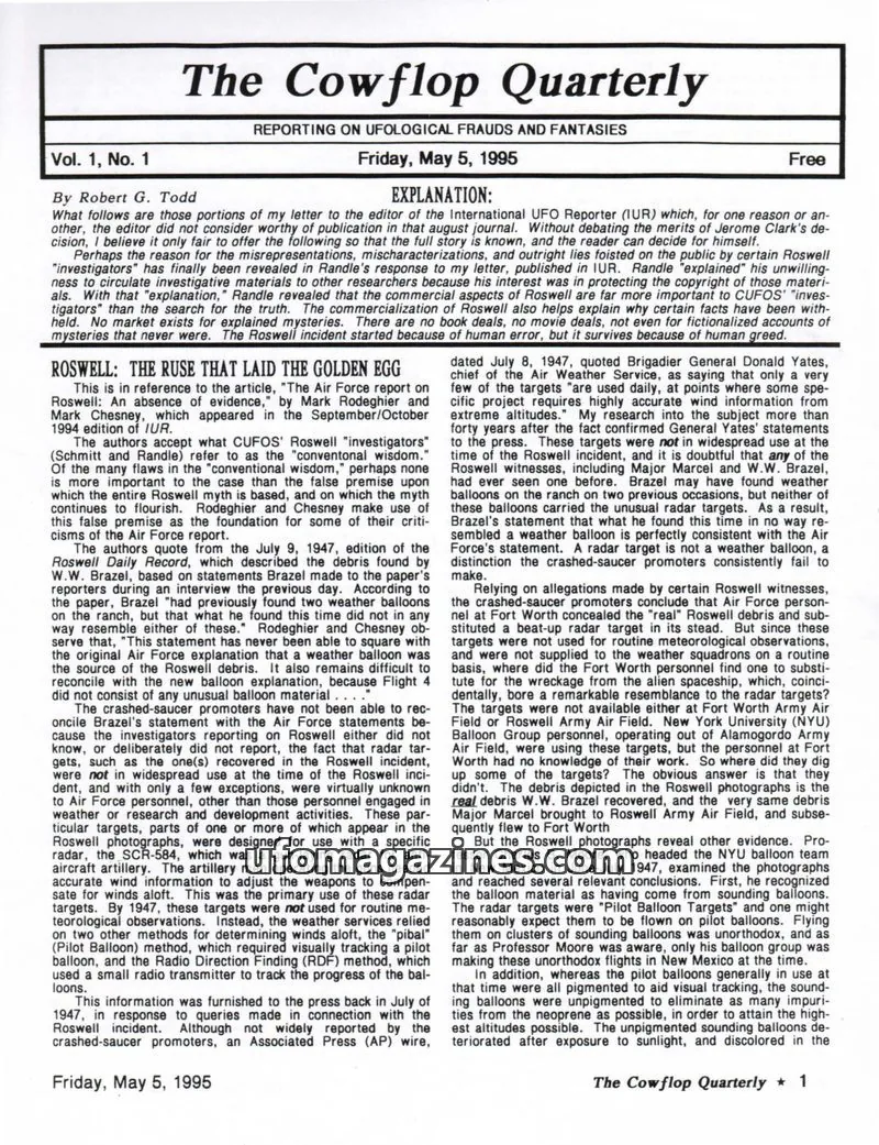 Cover of Cowflop Quarterly (Robert Todd) issue 1: The Cowflop Quarterly