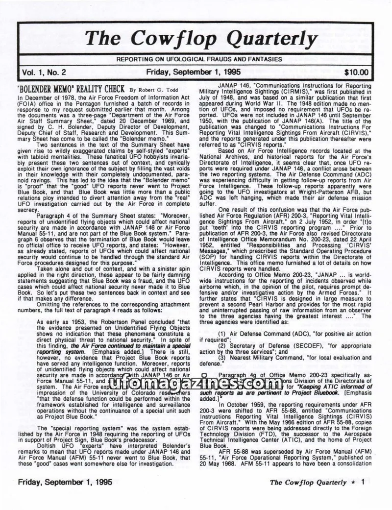 Cover of Cowflop Quarterly (Robert Todd) issue Vol. 1, No. 2: The Cowflop Quarterly