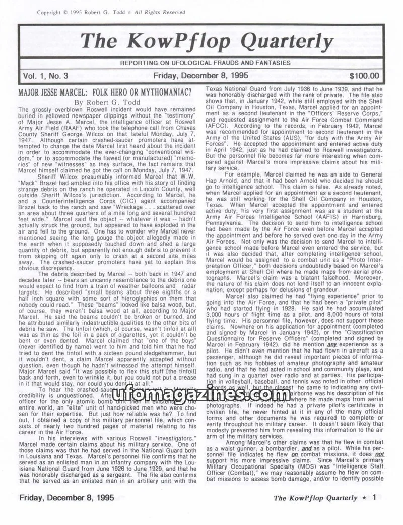 Cover of Cowflop Quarterly (Robert Todd) issue Vol. 1, No. 3: The KowPflop Quarterly