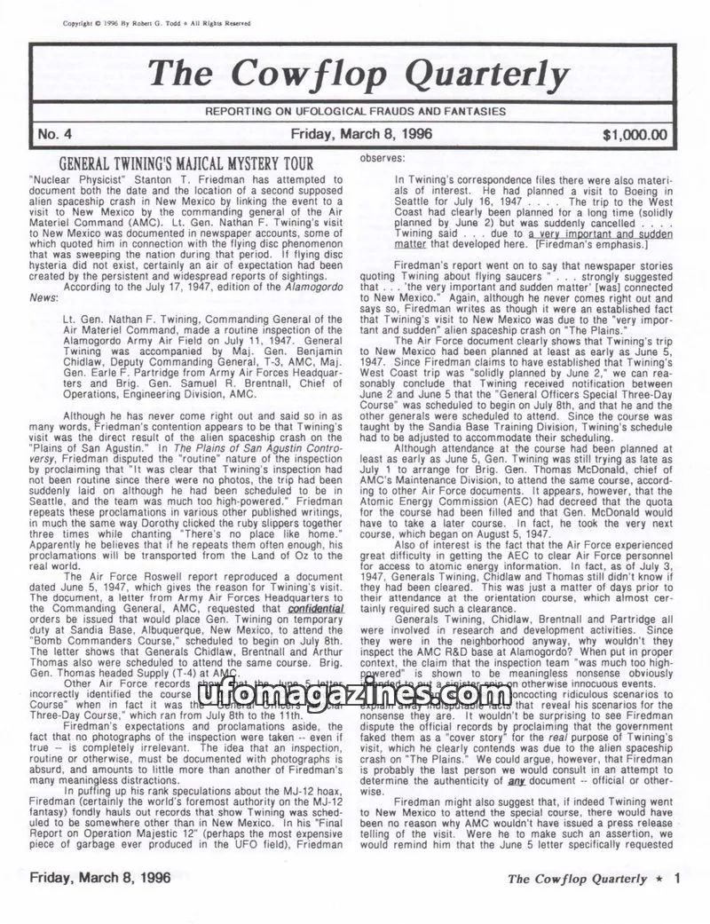 Cover of Cowflop Quarterly (Robert Todd) issue 4: The Cowflop Quarterly