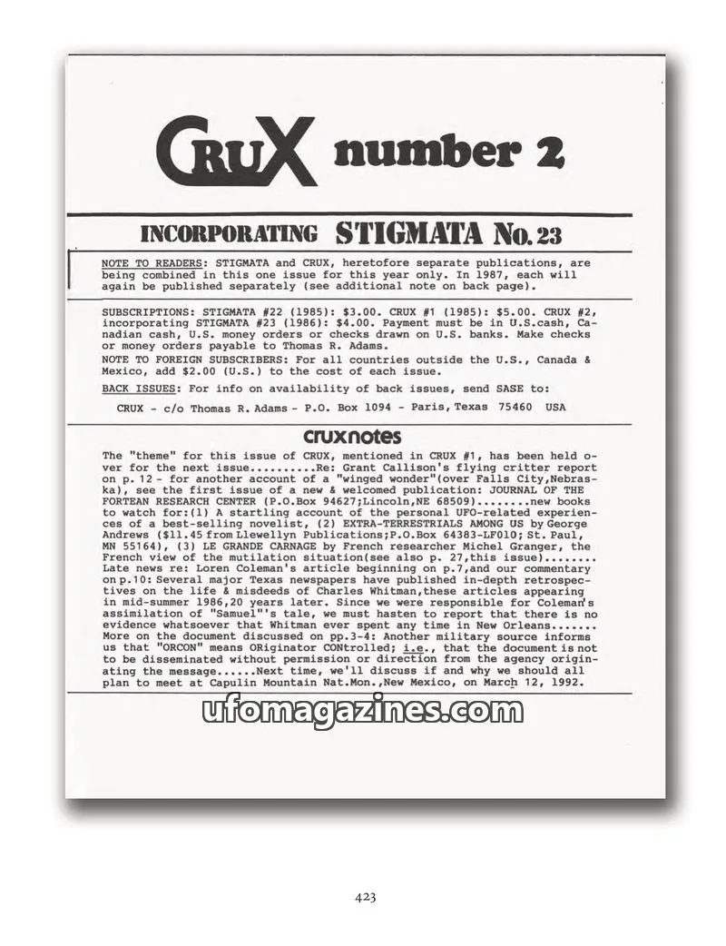 Cover of Crux (Tom Adams) issue 2: CRUX