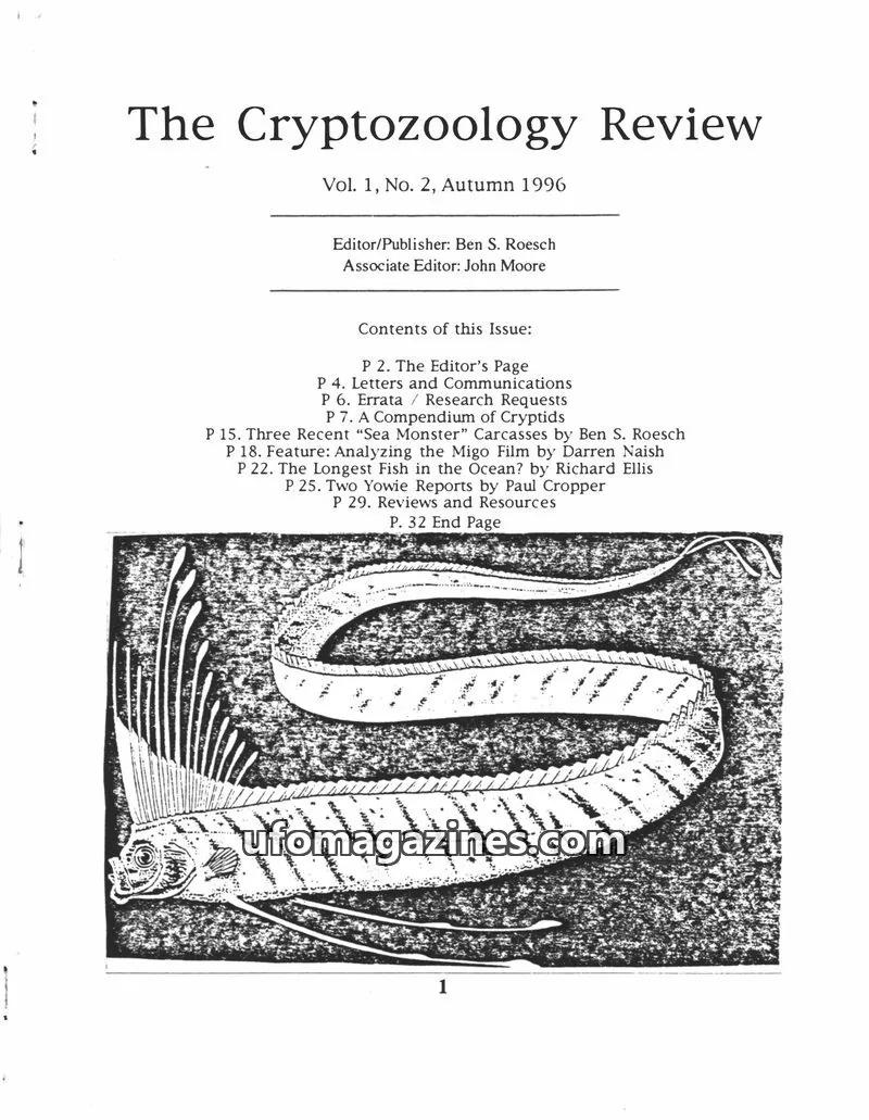 Cover of Cryptozoology Review (Ben Roesch) issue Vol. 1, No. 2: The Cryptozoology Review