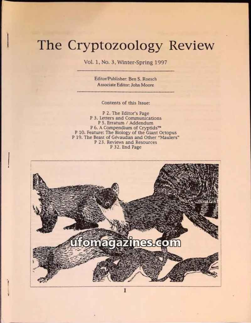 Cover of Cryptozoology Review (Ben Roesch) issue Vol. 1, No. 3: The Cryptozoology Review