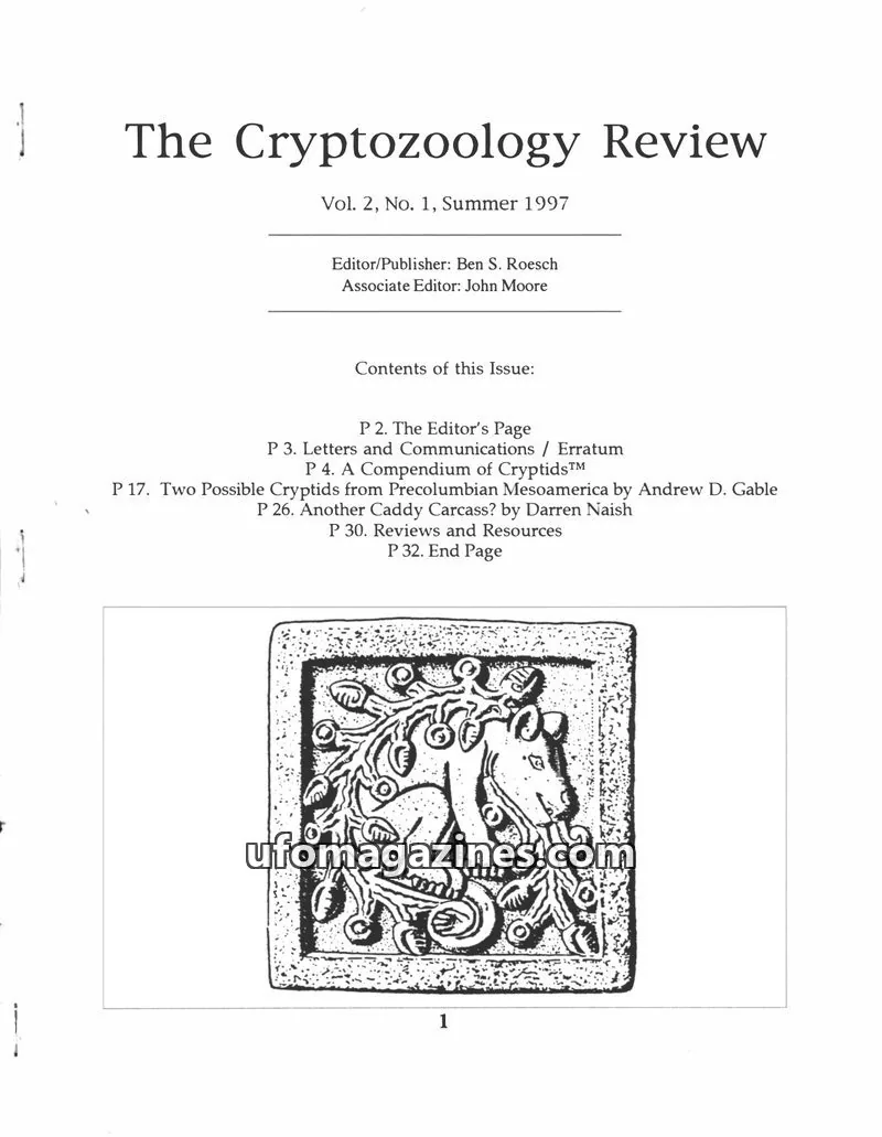 Cover of Cryptozoology Review (Ben Roesch) issue Vol. 2, No. 1: The Cryptozoology Review