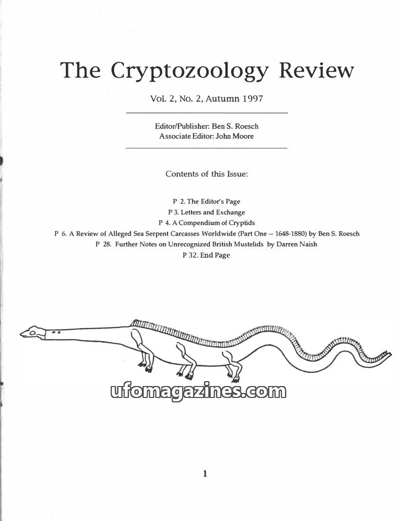 Cover of Cryptozoology Review (Ben Roesch) issue Vol. 2, No. 2: The Cryptozoology Review