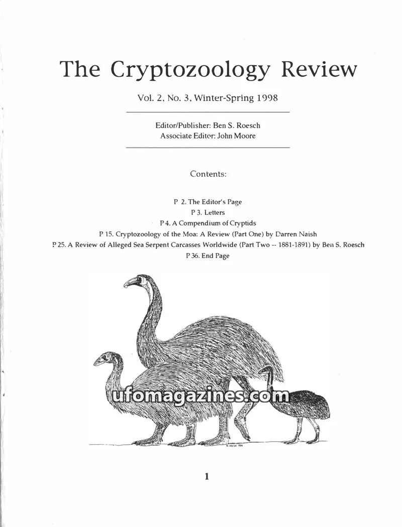 Cover of Cryptozoology Review (Ben Roesch) issue Vol. 2, No. 3: The Cryptozoology Review