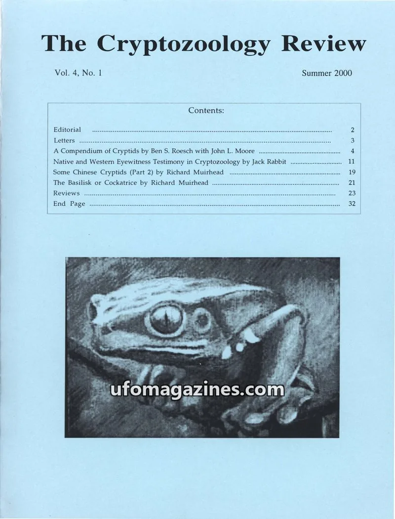 Cover of Cryptozoology Review (Ben Roesch) issue 1: The Cryptozoology Review