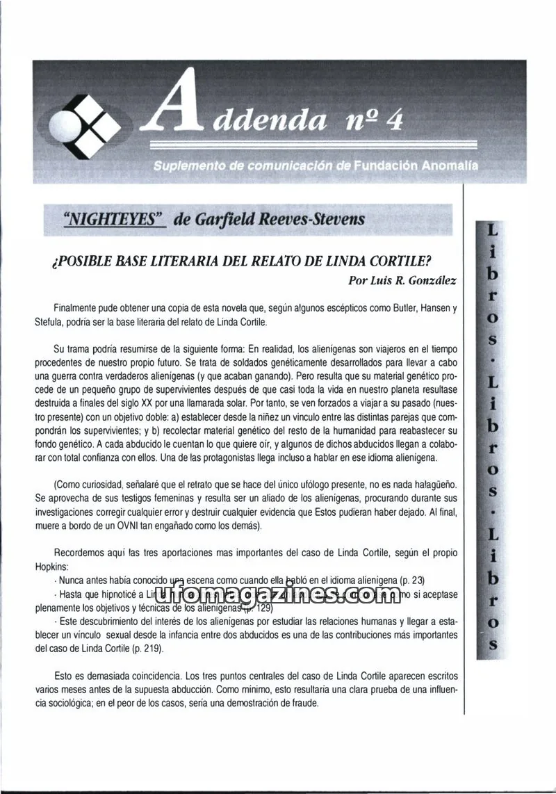 Cover of Cuadernos de Ufologia Addenda (Fundacion Anomalia) issue 4: Addenda