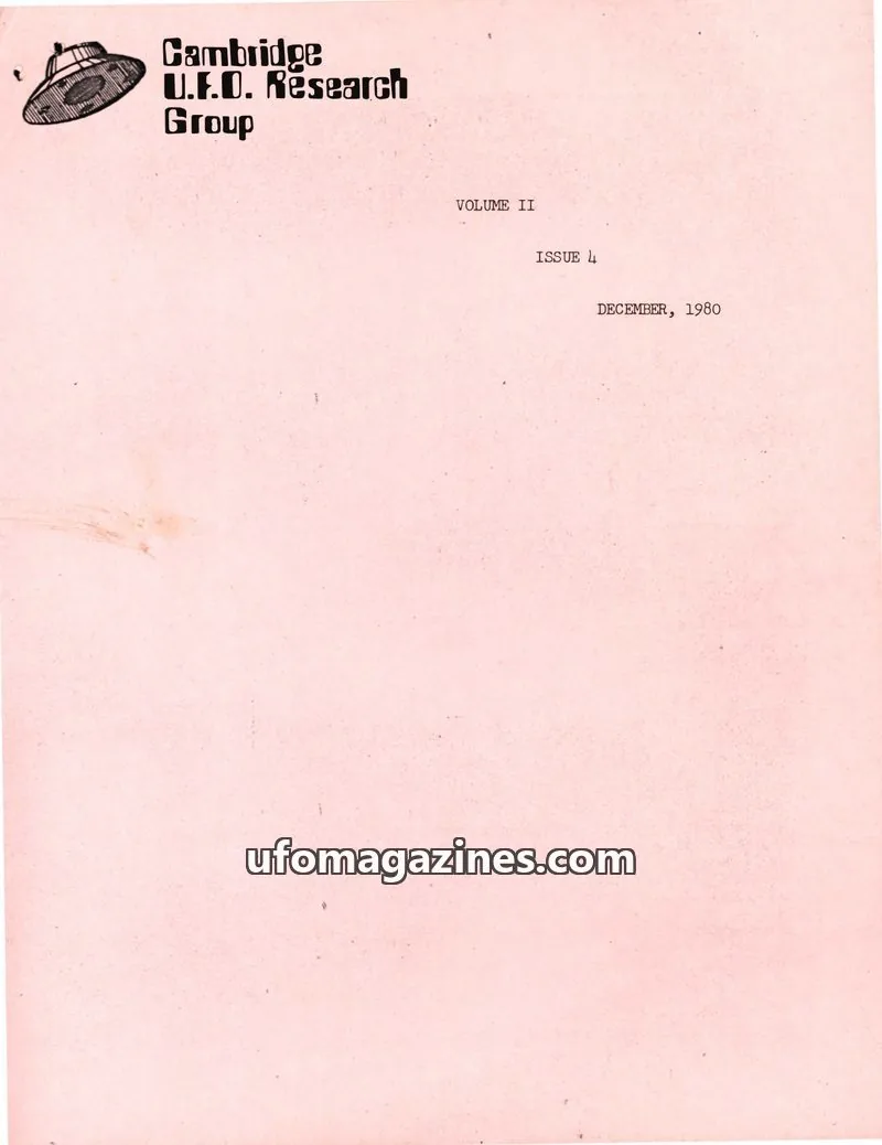 Cover of Cambridge UFO Research Group issue 4: Cambridge UFO Research Group Newsletter