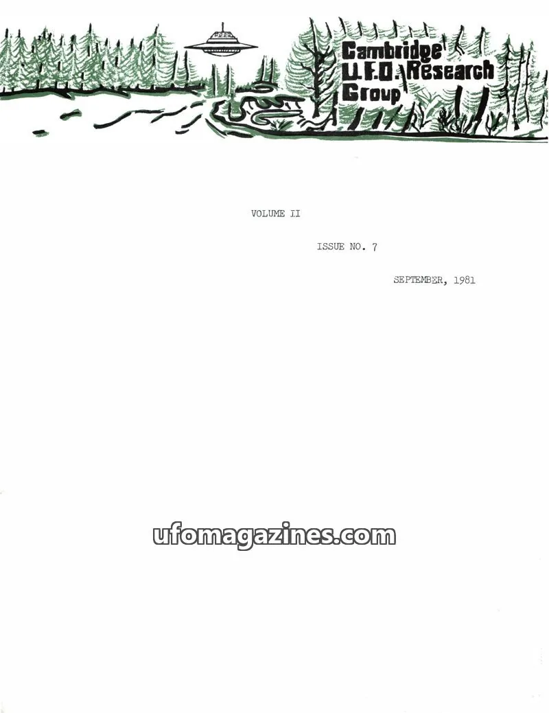 Cover of Cambridge UFO Research Group issue 7: Cambridge UFO Research Group Newsletter