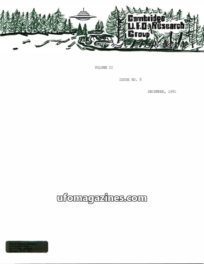 Cover of Cambridge UFO Research Group issue 8: Cambridge UFO Research Group