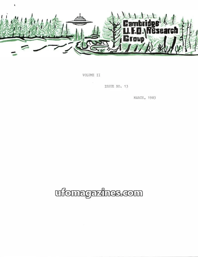 Cover of Cambridge U.F.O. Research Group issue 13: Cambridge U.F.O. Research Group Newsletter