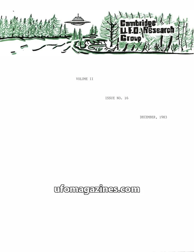 Cover of Cambridge UFO Research Group issue 16: Cambridge U.F.O. Research Group Newsletter