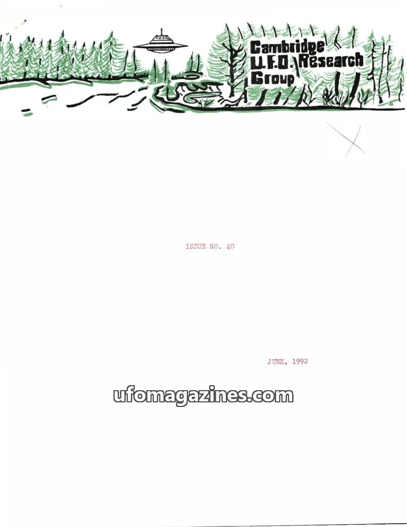 Cover of Cambridge UFO Research Group issue 40: Cambridge UFO Research Group Newsletter