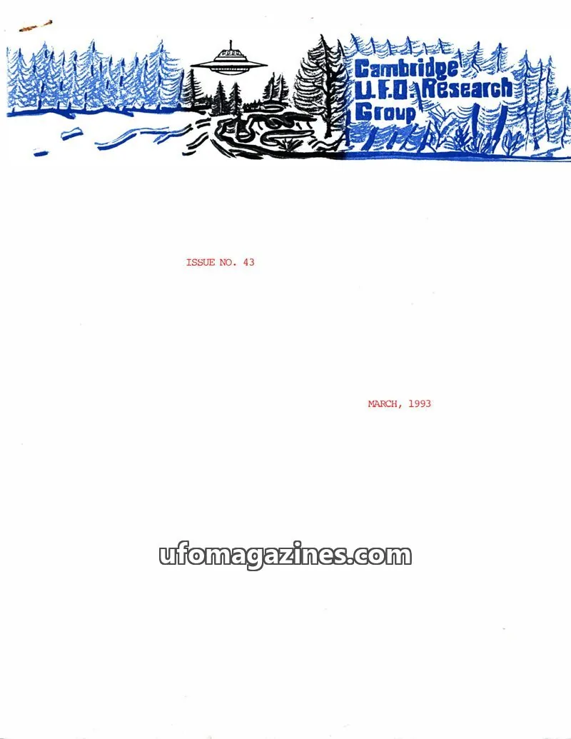Cover of Cambridge UFO Research Group issue 43: Cambridge UFO Research Group Newsletter