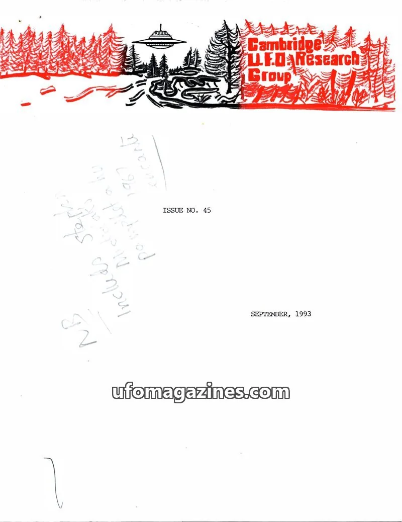 Cover of Cambridge UFO Research Group issue 45: Cambridge UFO Research Group Newsletter