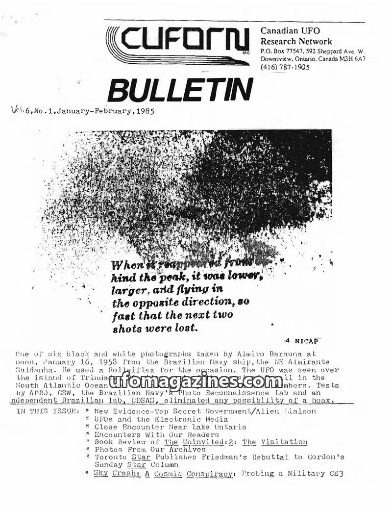 Cover of CUFORN (Canada, Fenwick) issue Vol. 6, No. 1: CUFORN BULLETIN