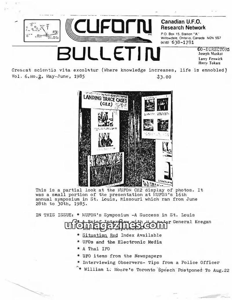 Cover of CUFORN (Canada, Fenwick) issue Vol. 6, No.3: CUFORN BULLETIN