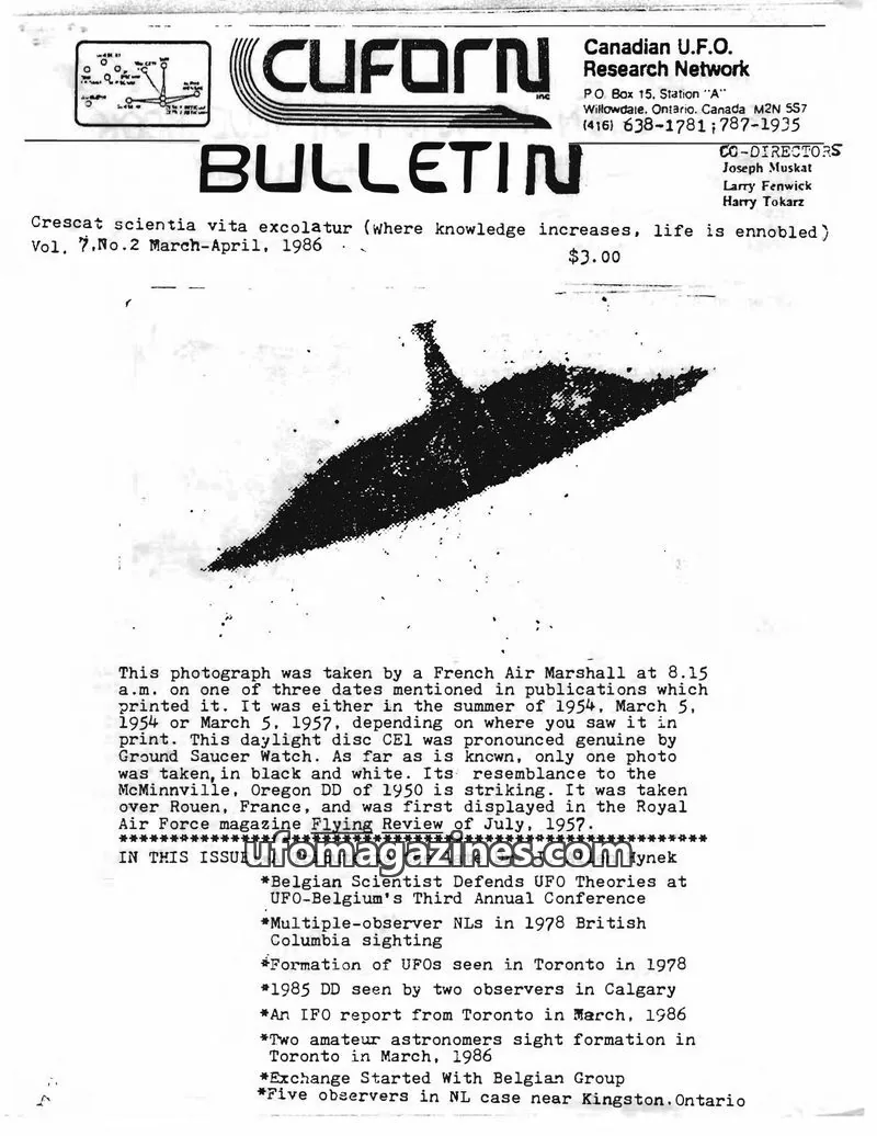 Cover of CUFORN issue Vol. 7, No. 2: CUFORN BULLETIN