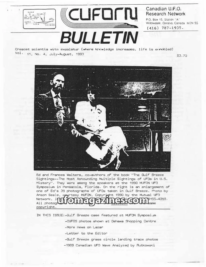 Cover of Canadian U.F.O. Research Network issue Vol. 11, No. 4: CUFORN BULLETIN