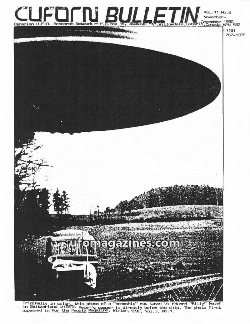 Cover of Canadian U.F.O. Research Network inc. issue Vol.11, No.6: CUFORN BULLETIN
