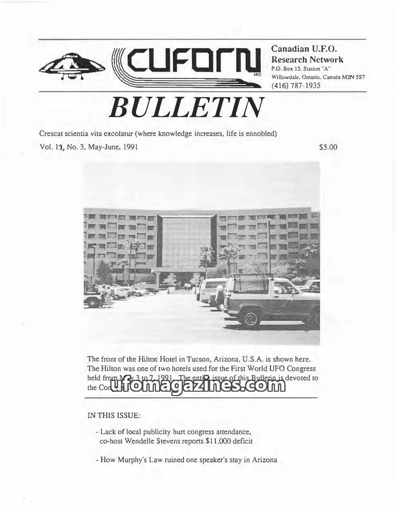 Cover of Canadian UFO Research Network, Inc. issue Vol. 12, No. 3: CUFORN BULLETIN