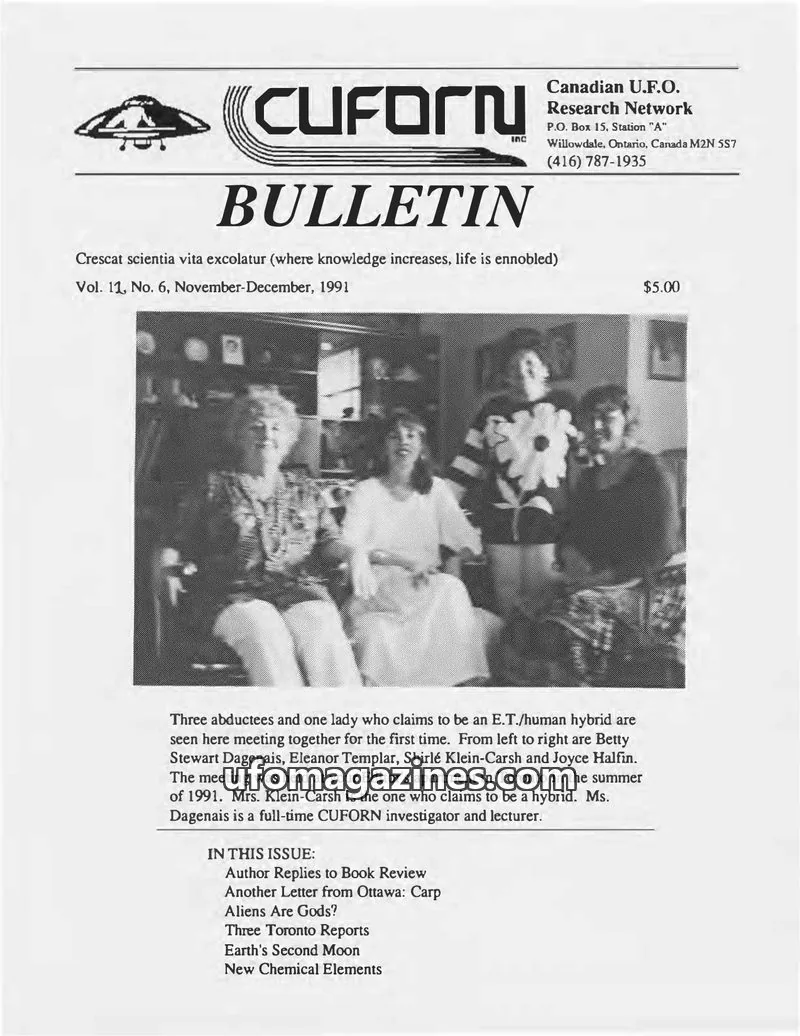 Cover of Canadian U.F.O. Research Network, Inc. issue Vol. 11, No. 6: CUFORN BULLETIN