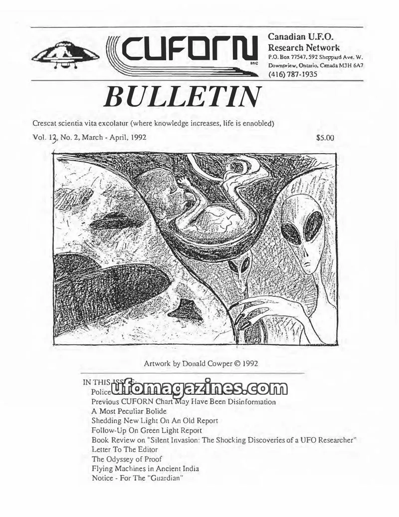 Cover of Canadian U.F.O. Research Network, Inc. issue Vol. 13, No. 2: CUFORN BULLETIN