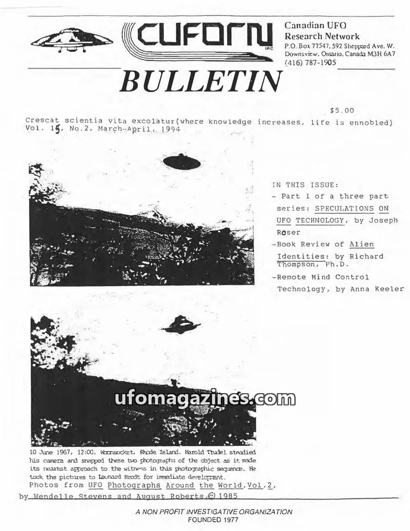 Cover of Canadian UFO Research Network, Inc. issue No. 2: CUFORN BULLETIN