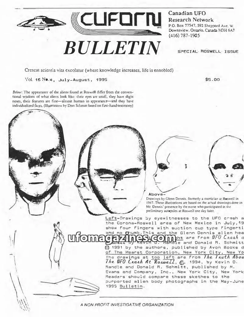 Cover of Canadian UFO Research Network, Inc. issue Vol. 16 No.4: CUFORN BULLETIN