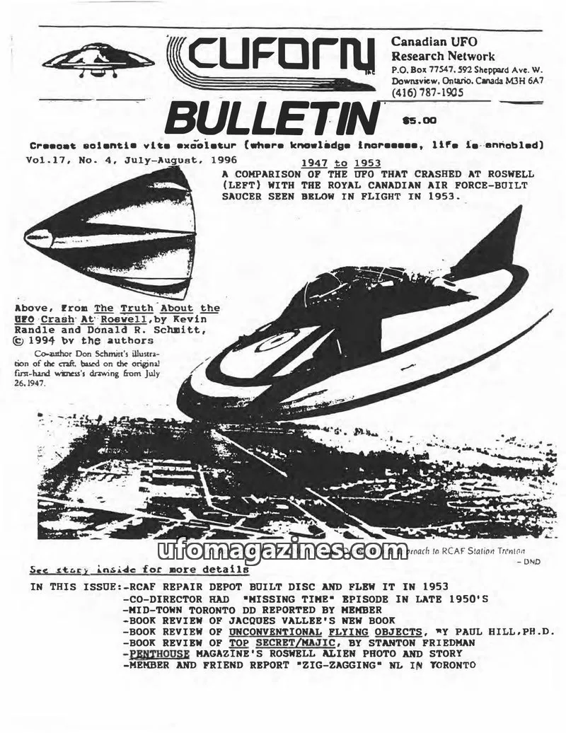 Cover of Canadian UFO Research Network, Inc. issue Vol.17, No. 4: CUFORN BULLETIN