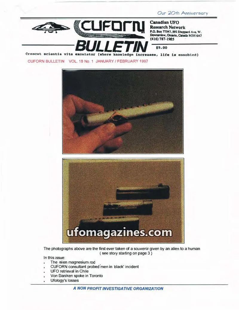 Cover of Canadian UFO Research Network, Inc. issue VOL. 18 No. 1: CUFORN BULLETIN