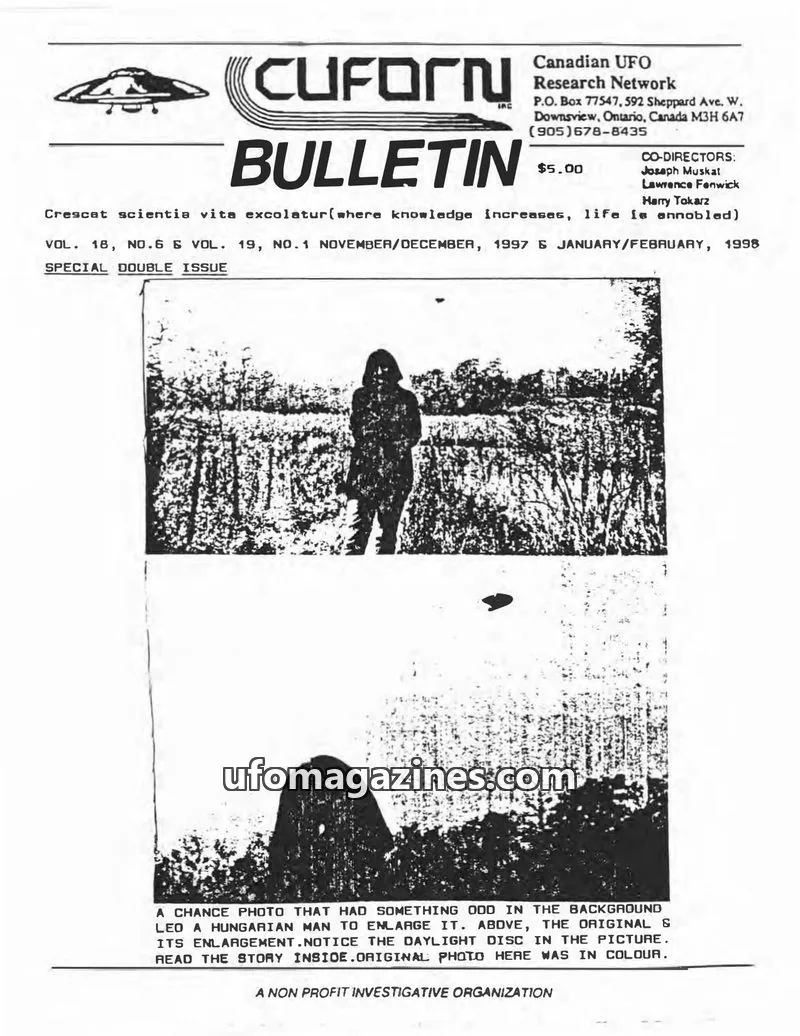 Cover of Canadian UFO Research Network Inc. issue VOL. 18, NO.6 & VOL. 19, NO.1: CUFORN BULLETIN
