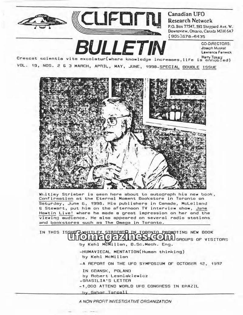 Cover of Canadian UFO Research Network issue VOL. 19, NOS. 2 & 3: CUFORN BULLETIN