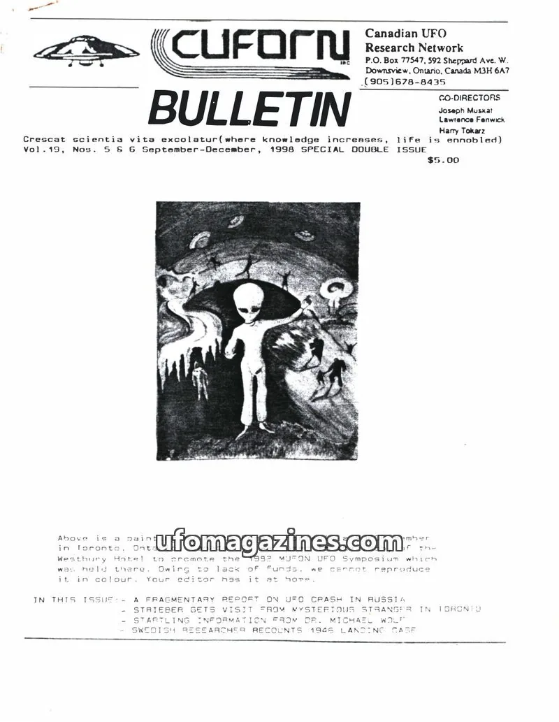 Cover of Canadian UFO Research Network issue Vol. 19, Nos. 5 & 6: CUFORN BULLETIN