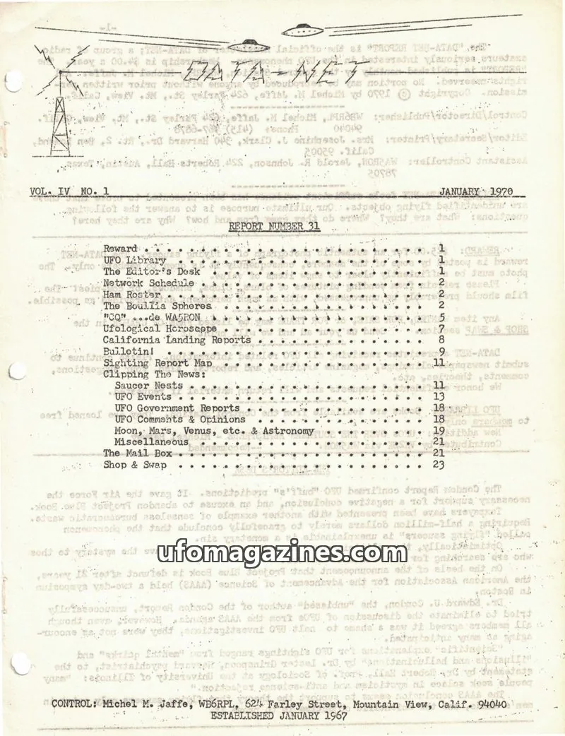 Cover of Data Net issue VOL. IV NO. 1: DATA-NET REPORT