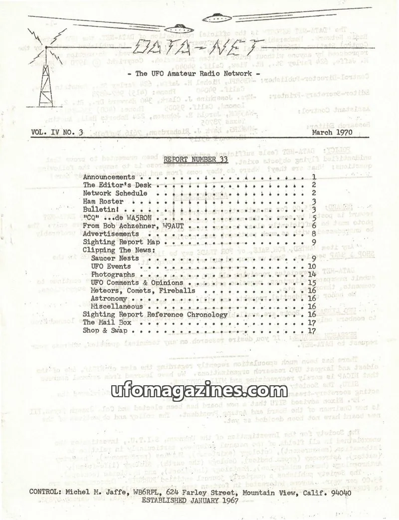 Cover of The UFO Amateur Radio Network issue 3: DATA-NET