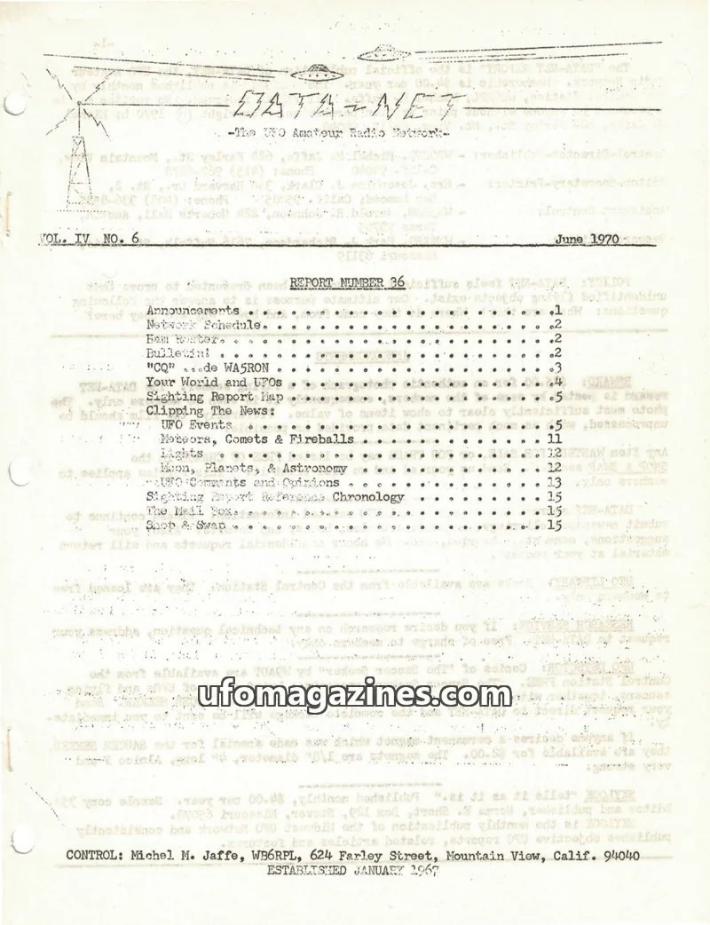 Cover of The UFO Amateur Radio Network issue 36: DATA-NET