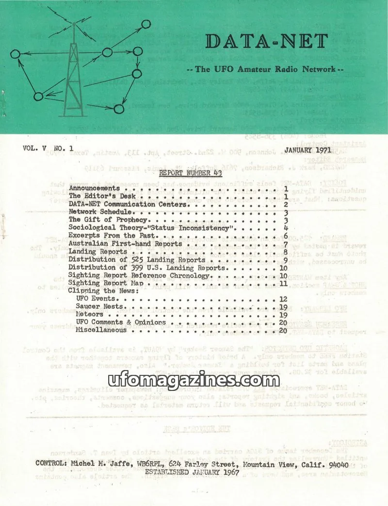 Cover of The UFO Amateur Radio Network issue V. 1: DATA-NET