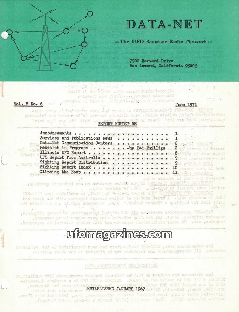 Cover of The UFO Amateur Radio Network issue Vol. V No. 6: DATA-NET